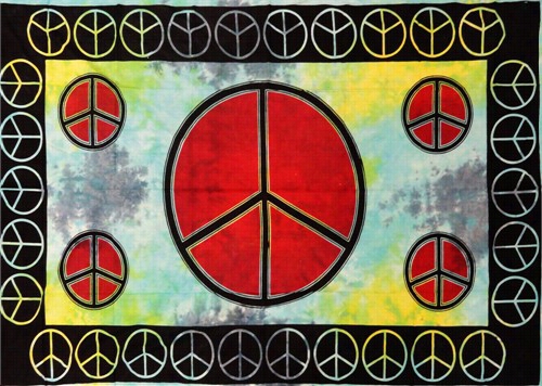 Tie Color Peace Sign Fine Wall Tapestry