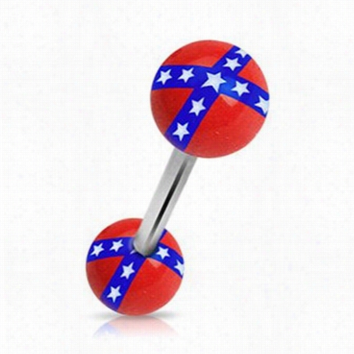 Tngue Body Jewwlry - Revolt Confederate Flag Barbell