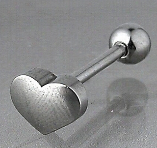 Tongeu  Body Jewelry - Ste El Heart Top Tongue Barbell