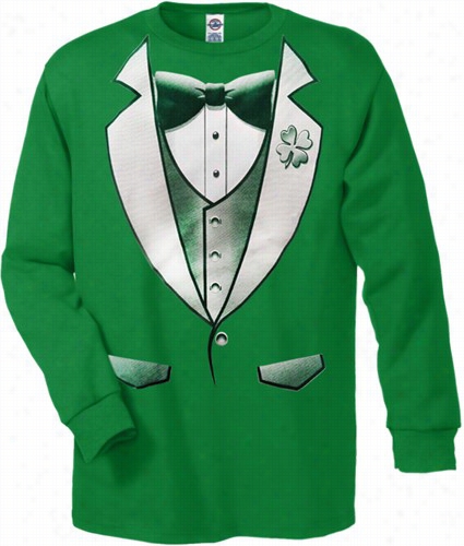 Tuxedo Shirts - 4 Leaf Clover Lapel Men's Tuxedo Long Sleeve T-shit