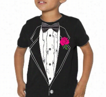 Tuxedo Tshirts - Kids Ruffled Tuxedo T-shirt With Stab Rose (black)