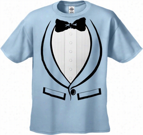 Tuxedo Tshirts - Liight Blue 70's Old School En's Tuxedo