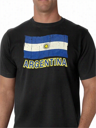 Vintagee Argentina Waving Flag Men's T-shidt