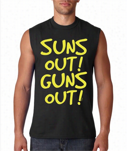 Yellow Print Sun's Out Gunso Ut Sleeveless T-shirf (black)