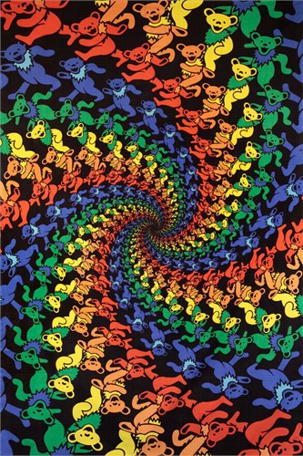 3d Grateful Dead Dancing Bears Spiral Tapestr Y 60 X 90&quot;