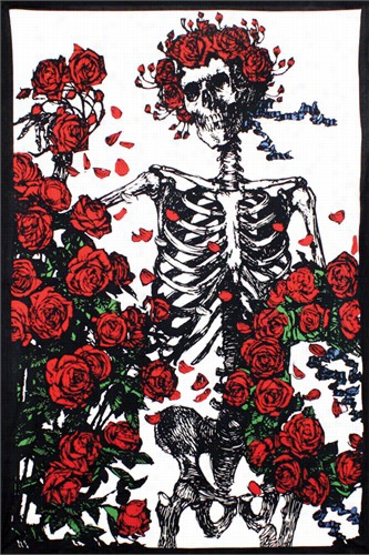 3d Grateful Dead Skeleton 'n Roses Tapestry 60 X 90&quot;