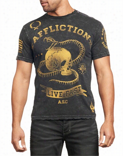 Aff Liction T-shirt - Affliction Snake Eyes Crewneck T-shirt