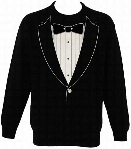 &quot;the Classic&quot; Black Tie  Tuxedo Men's Crew Neck Sewat Shirt