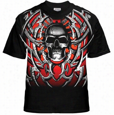 Biker Shirts - &quot;tribal Steel Blade Skull&quot; Biker  Shirt