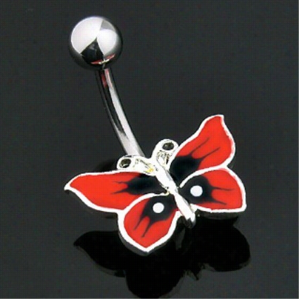 Black & Red Butterfly  Navel Jewelry