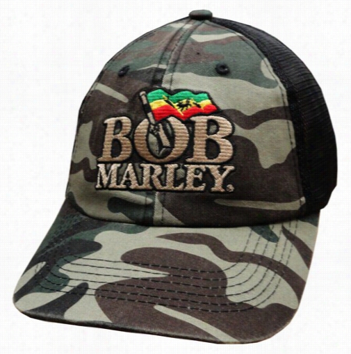 Bob Marley Green Camo Soft Mesh Snap Bacj Hat