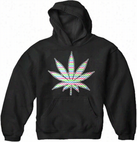 Chevron Stripes Pot Leaf Adult Hoodie