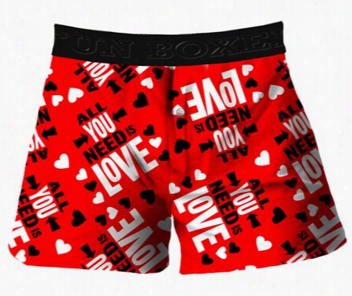 Fun Boxer - All You Need Is Love Valentine Sday Boxer Shorts (red)