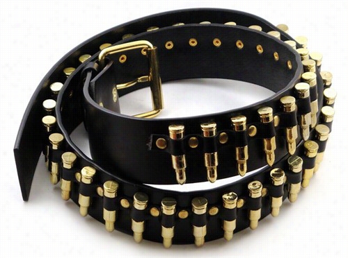 Genuine Leather Belt With Gold Bullets