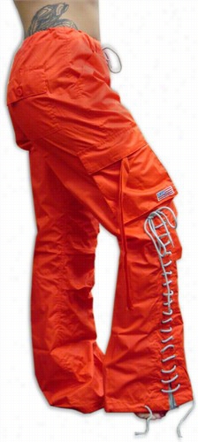 Girls Hipster Lace Up Ufo Pants (orange / Grey)