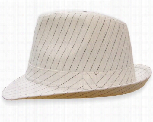 Godfather Pinstripe Fedora Hat W(hite W/ Black Instripe)