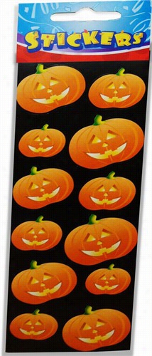 Halloween Pumpkkin Jack-o-lsntern Stickers ::  12 On A Sheet