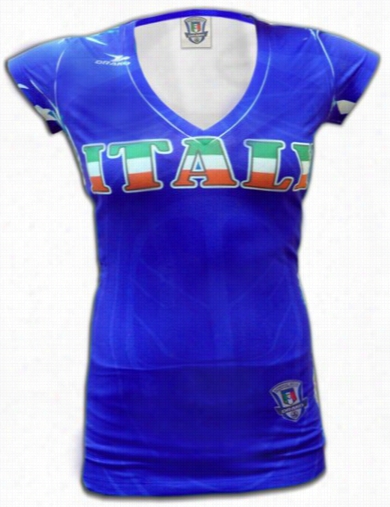 Italy Girls Pro Soccer V-neck Jersey (blue)