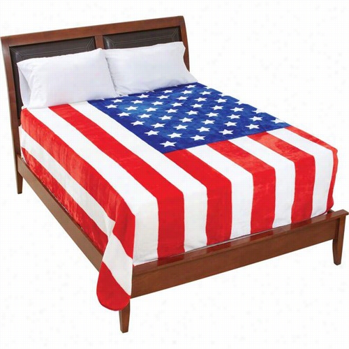 Sovereign / Queen Size Plush Thick American Flag Blanket (79&quot; X 91&quit;;)