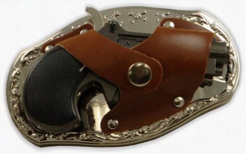 Magnum Gun Holster Belt Buckle With Light Er  & Knife With Ree Belt