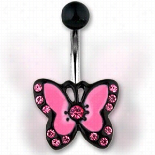 Navel Body Jewelry - Black Buttrfly Belly Button Ring