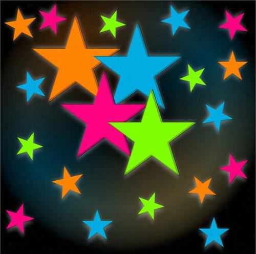 Neon Stars Blacklight Reactive Wall Decorations (24 Pack)