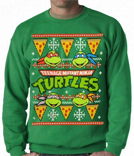 Official Teenage Mutant Ninja Turtles Ugly Christmas Swdater Adult Crewneck