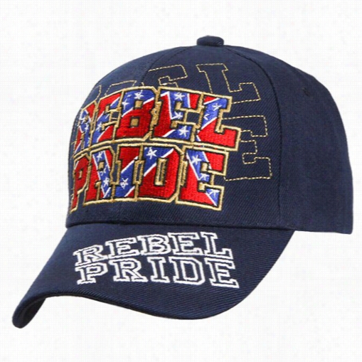 Rebel Prrie Confederate Flag Embroidered Adujstable Hat (navy Blu)e