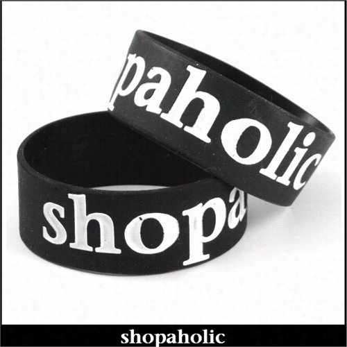 Shopaholic Designer Rubber Saying Bracelet