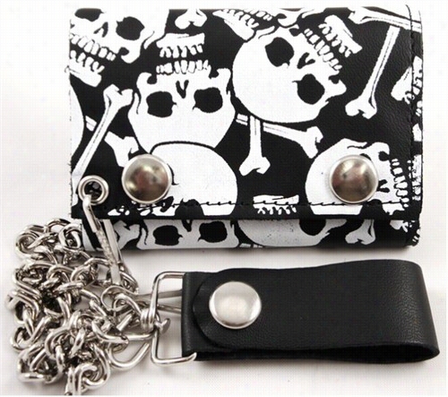 Skullss  All Over Genuine Leather Chain Wallet