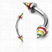 Eyebrow Body Jewelry - Jamaican Themed Spike Curved Barbell