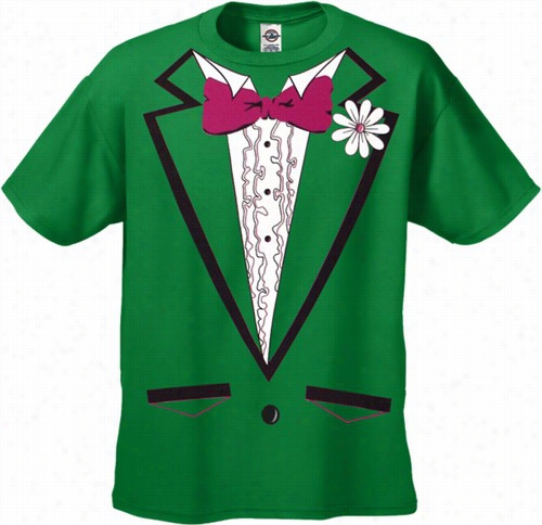 Tuxedo T-shirts - Mens Irish Grren Ruffled Tuxedo T-shirt