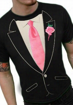 Tuxedo Tshirt - Mens Formal Tuxedo Shirt With Pink Tie( Boa Ck Shirt )