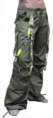 Ufo Strappy Hipster Girls Pants (olivve/yellow Camo)