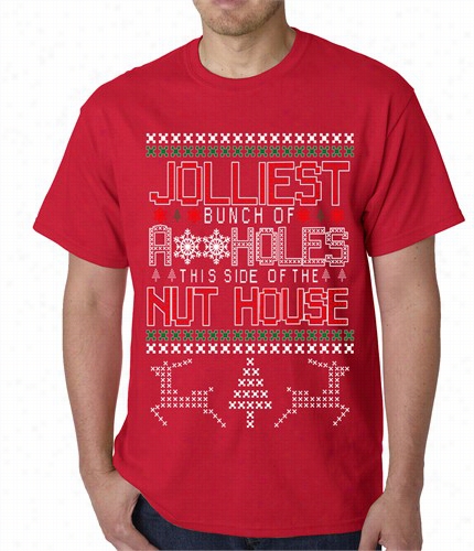 Ugly Christmas T-shirt - Joolliest Bunch Of A**holes Mens T-shirt