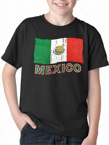 Vintage Mexico Waving Flag Kids T-shift