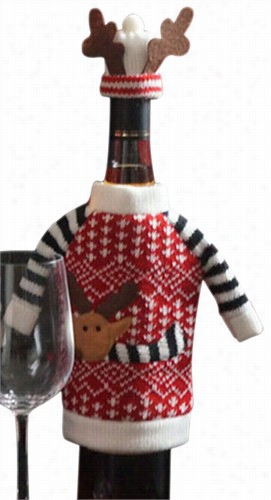 Wine Botte Ugly Swe Ater -  Reindeer Wine Bottle Sweater With Antler Hat