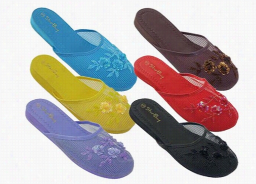 3 Pairs Assorted Mesh Chinese Slippers