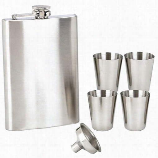 8 Ounce Flask With Shot Glasses And Funnel