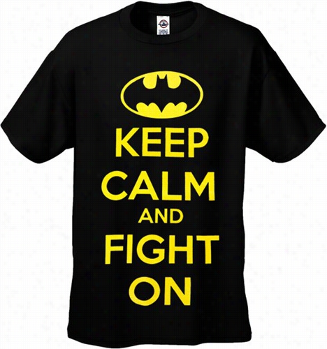 Batmman Keel Calm And Fight On Men's T-shirt (lback)