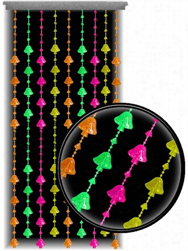 Beeaded Curtains - Black  Light Reactkve Neon Mushroooms Door Beads