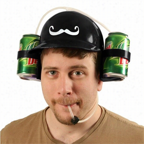 Beer Helmet - Mustache Dobule Beer Can Hat