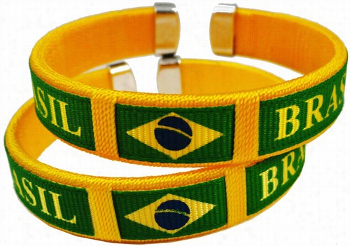 Brasil Inetrnational Flag Cuff Bracelet