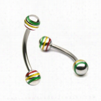 Eyebrow Body Jewelry - Jamaican Themmed Curved Barbell