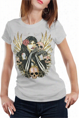 Girl With Skulls And Fdather Winge Girl's T-shirt