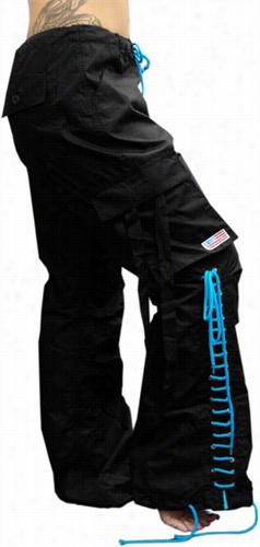 Girls Hipster Lace Up Ufo Pants (black / Turquoise)