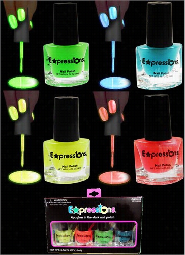 Glow In The  Dark And Unde Blackl Ight Nail Polish (4-piece Set)