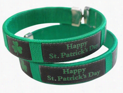 Happy St. Patrick's Day Irish Shamrock Cuff Brcaelet (green/black)