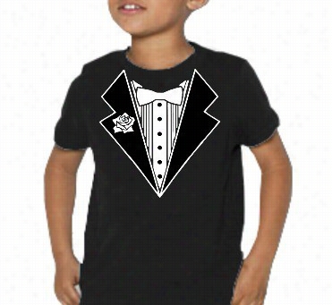 Kids Tuxedo Shhirtwith Whtie Flower (black)