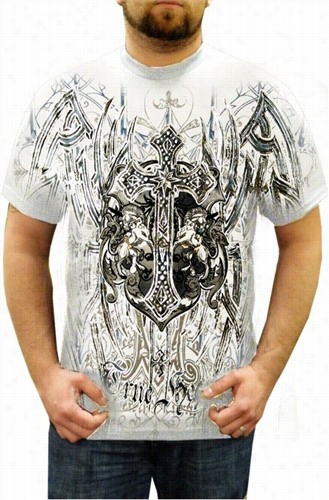Konflic Garments &ampq;ukt;true Heart Silver Cross&quot; T-shirt